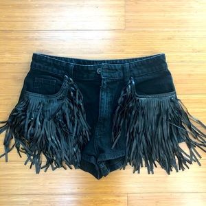 LF Carmar denim fringe shorts